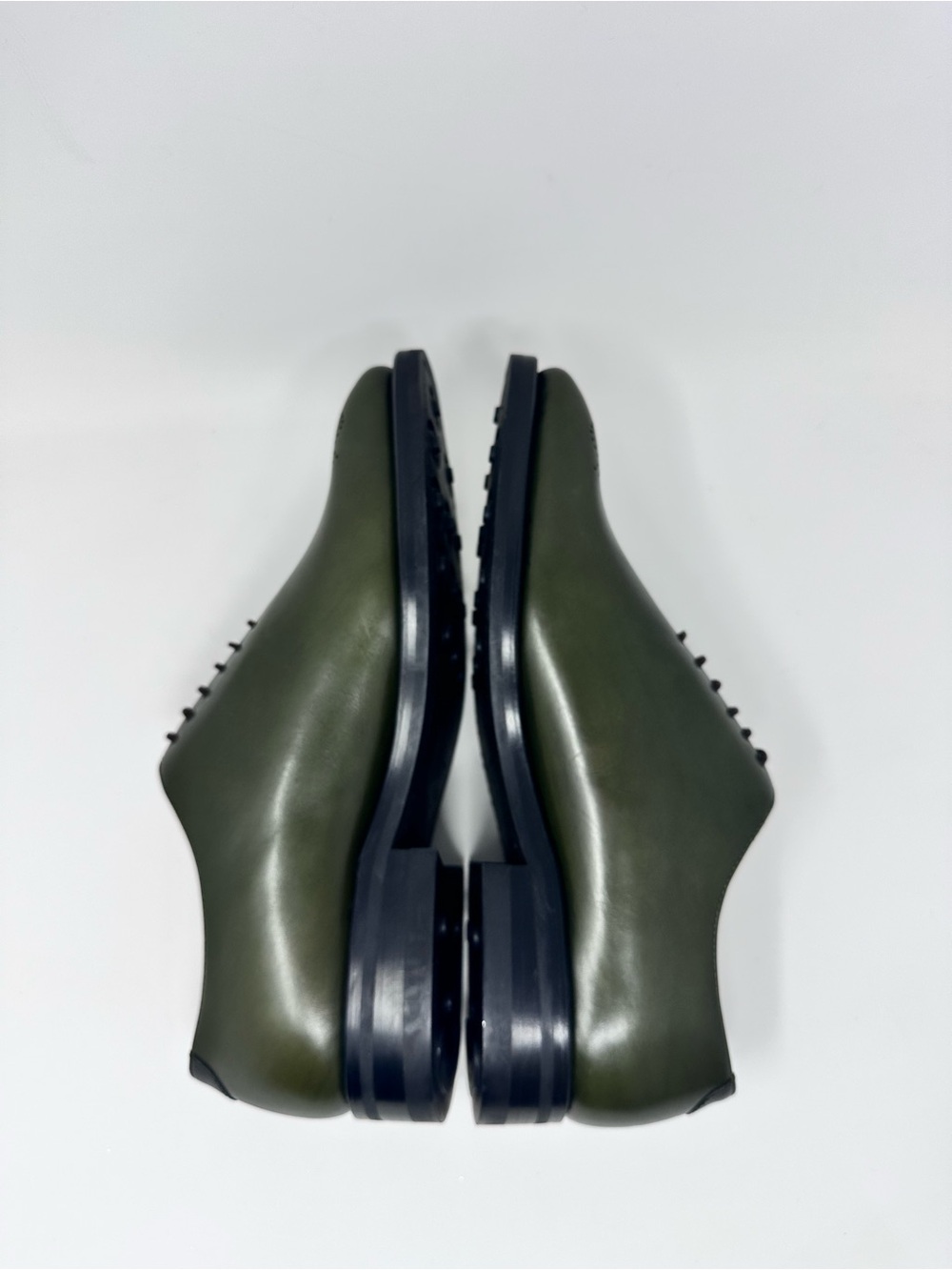 Dapperfam Men's Olive Green Leather Oxford Shoes Size 10.5 Lace up - Picture 11 of 13